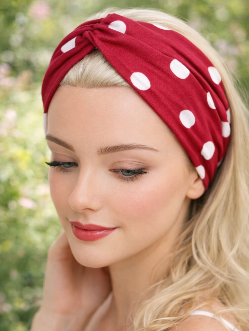 Handmade Red Polka Dot Headband – Reversible Twisted Knot Headband